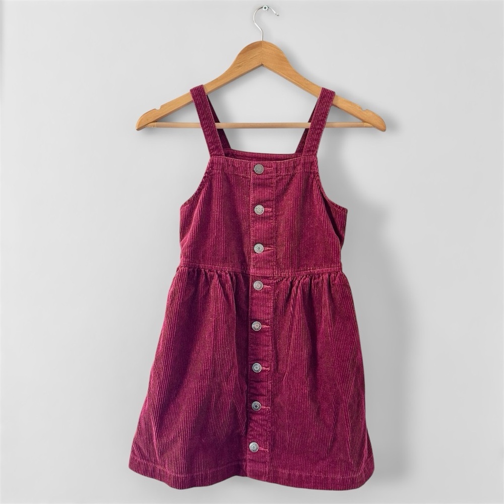 Cat & Jack Burgundy Corduroy Button-Down Dress Size M (8)